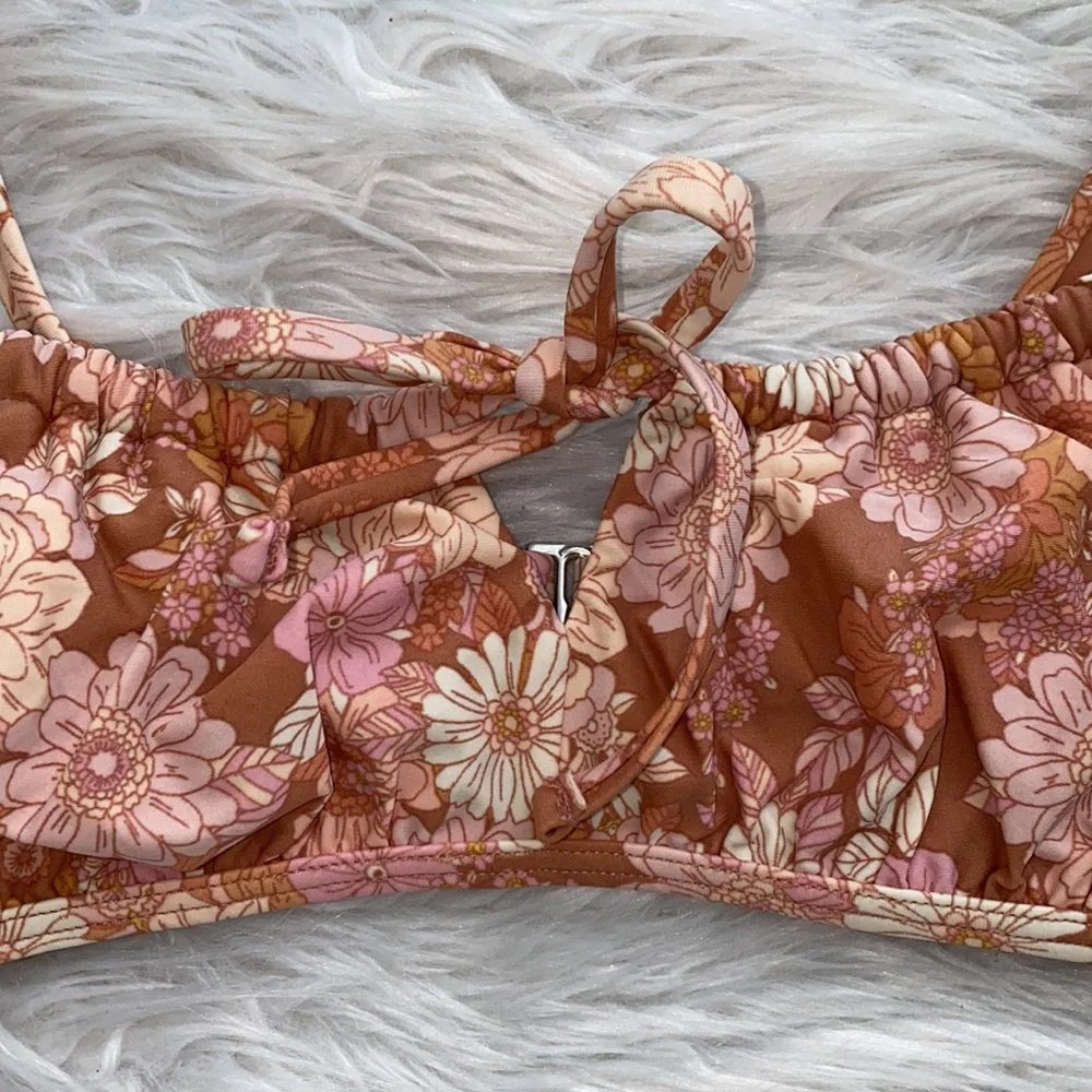 Xhilaration | Front Tie Floral Bikini Top